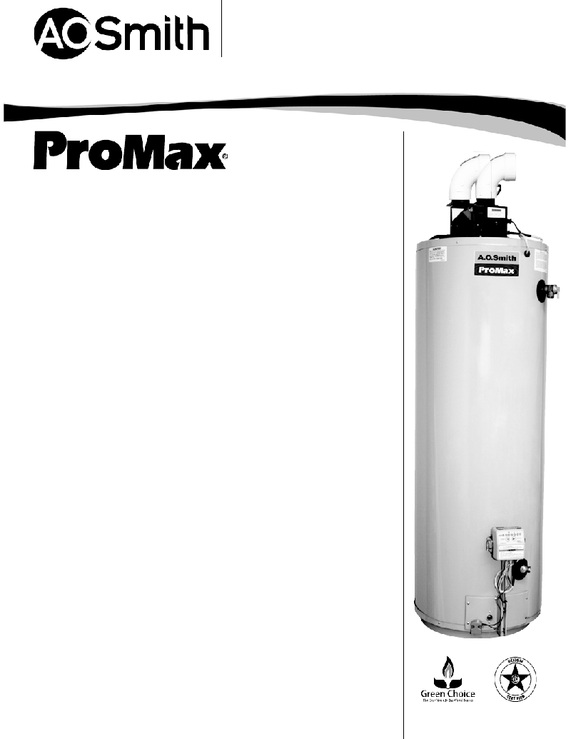 A.O. Smith ProMax AOSRG45900 Water Heater Specification sheet PDF View