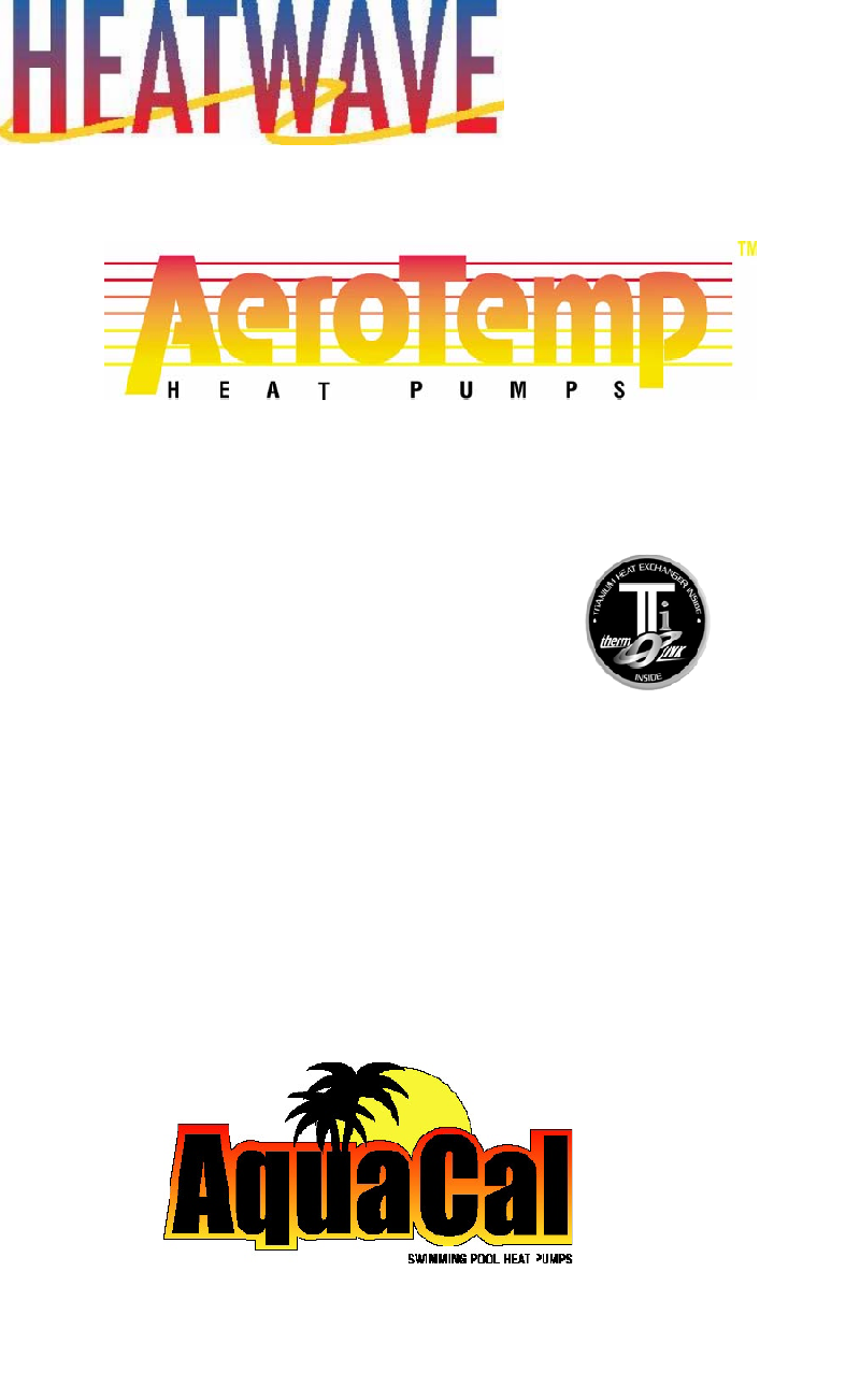 Aquacal 100 Heat Pump Owner's manual and installation manual PDF View