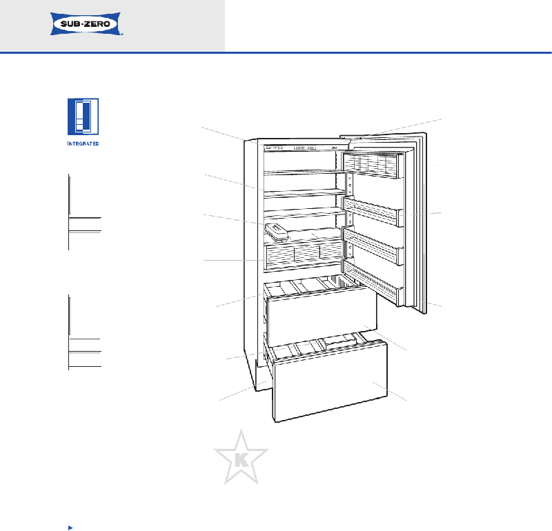 SubZero 736TCI Refrigerator Specifications PDF View/Download