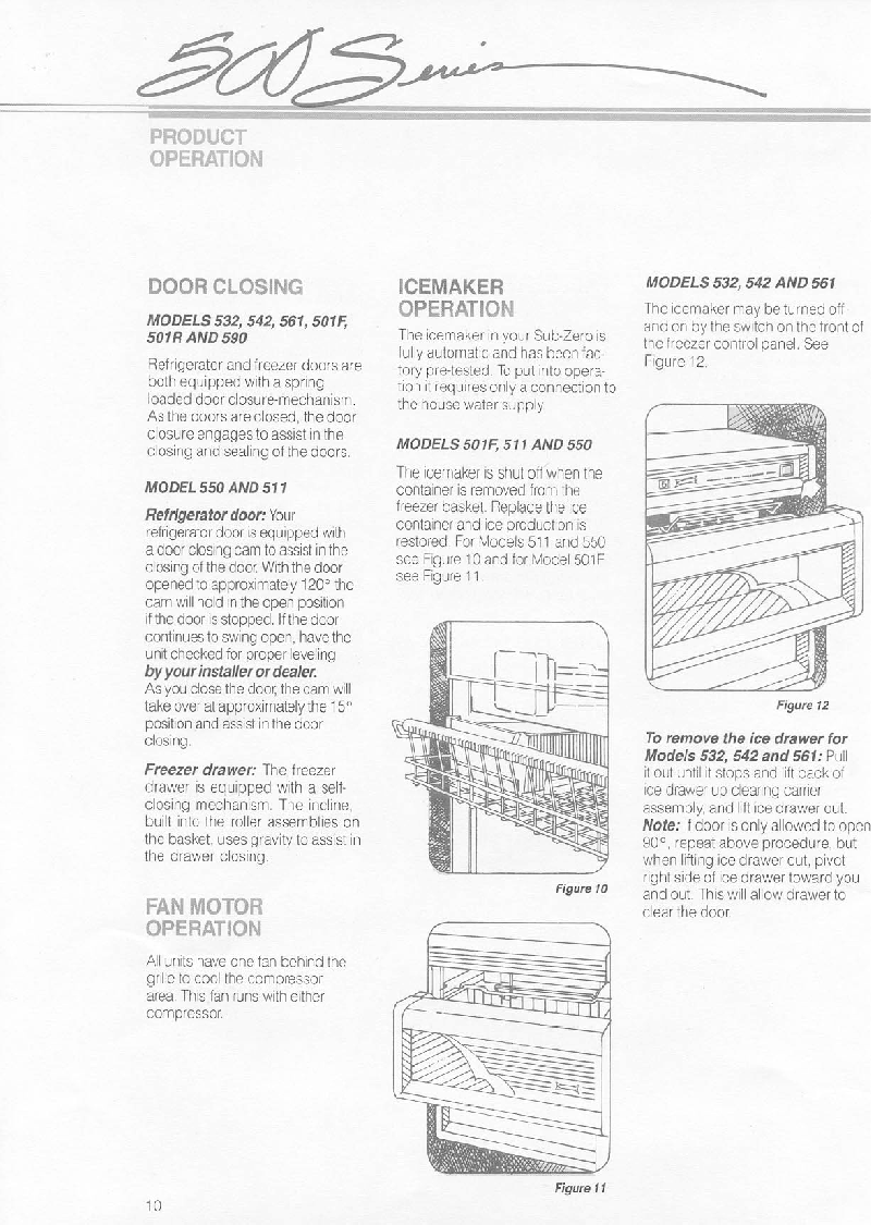 SubZero 501F Refrigerator Information manual PDF View/Download, Page 10