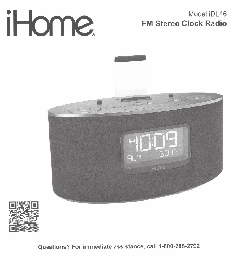 iHome iDL46 Clock Radio Manual PDF View/Download