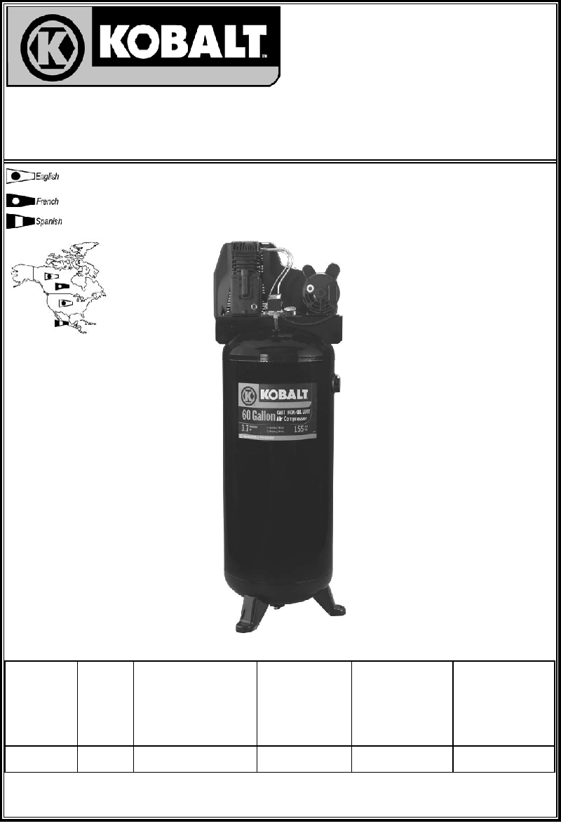 Kobalt Air Compressor Owners Manual