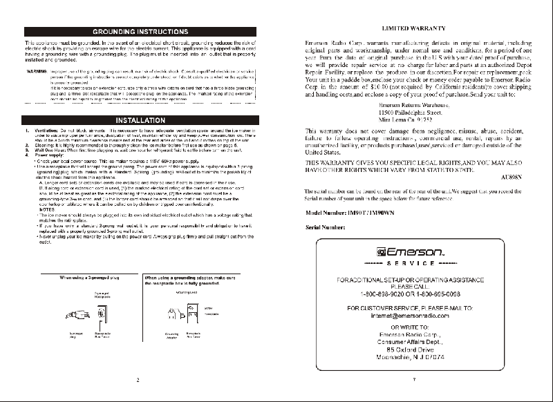 Emerson IM90T Ice Maker Owner