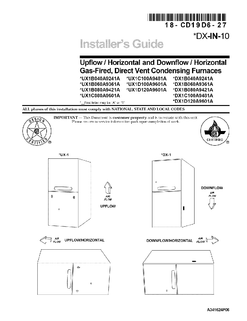 American Standard ADXIB040A9241A Furnace Installer