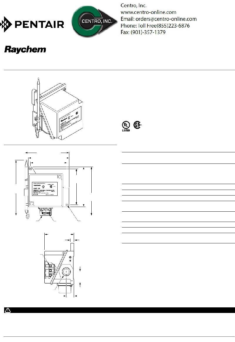 Pentair DigiTrace AMC1A Thermostat Installation instructions PDF View