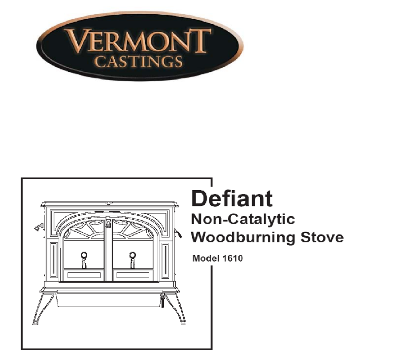 Vermont Castings Defiant 1610 Wood stove Service manual PDF View/Download