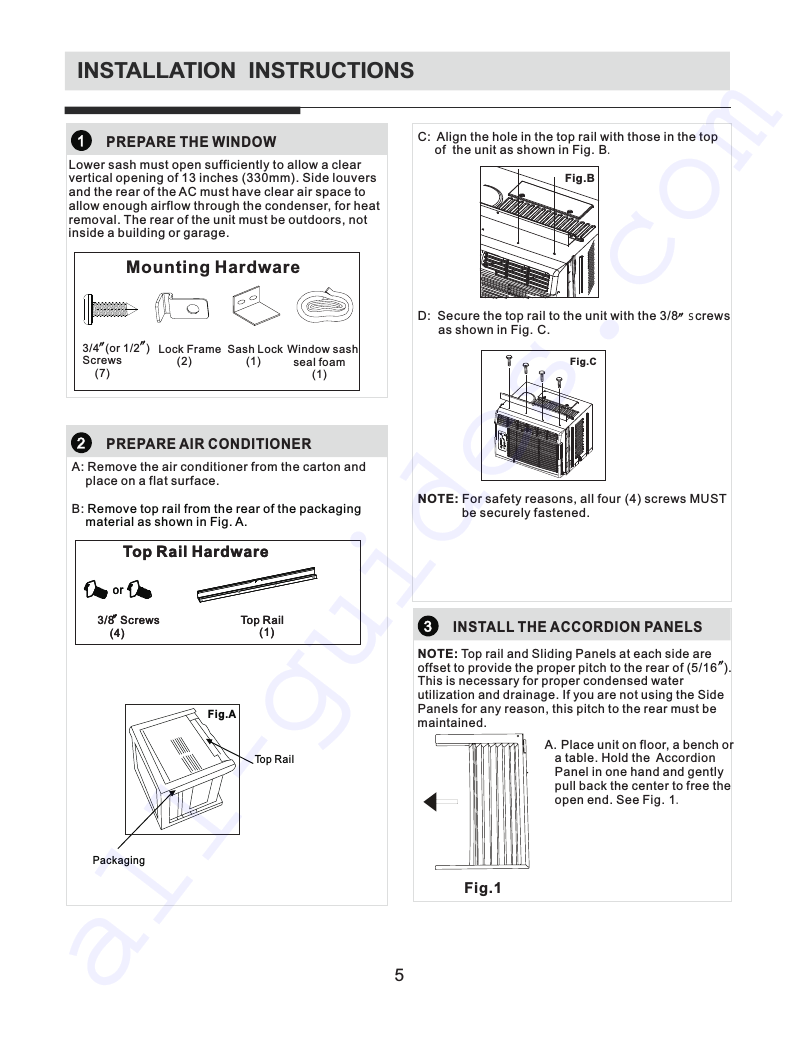 Garrison 1028303 Air Conditioner Operation & user’s manual PDF View
