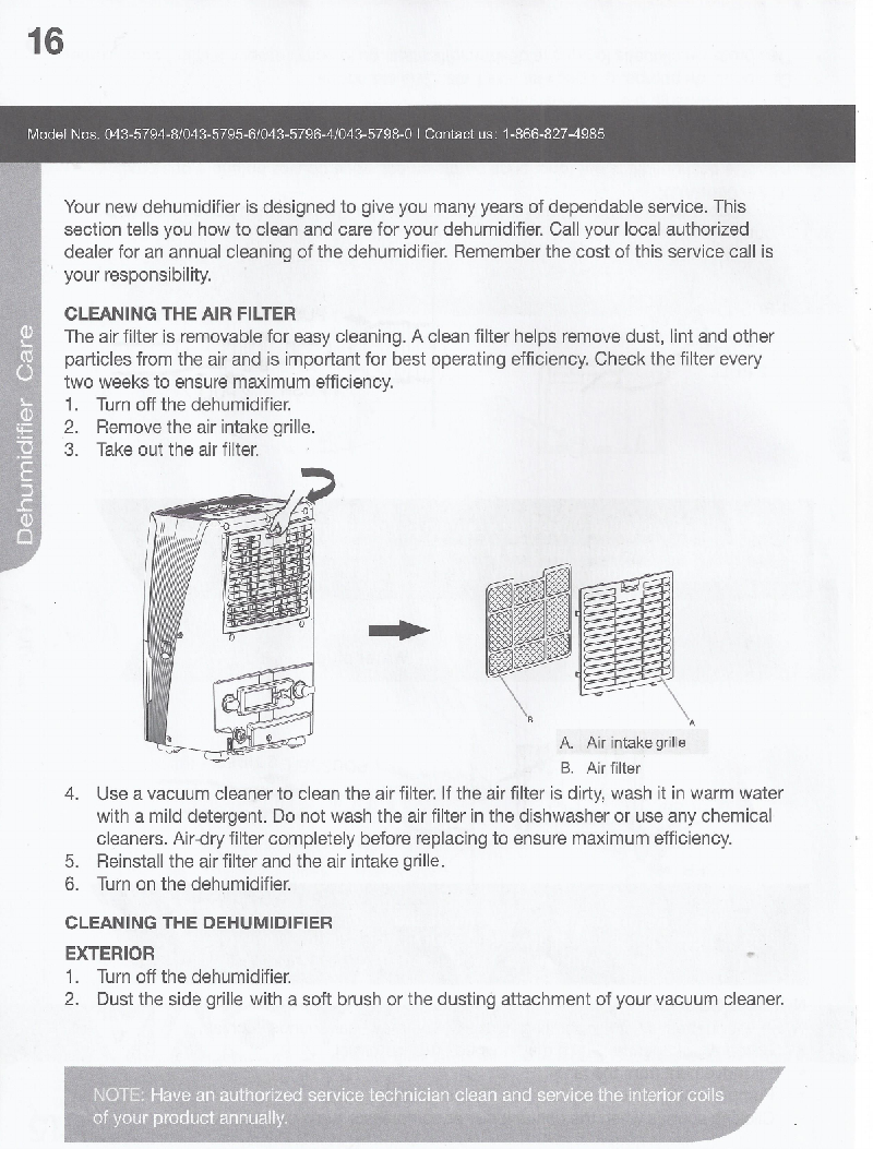 NOMA 04357948 Dehumidifier Instruction manual PDF View/Download, Page