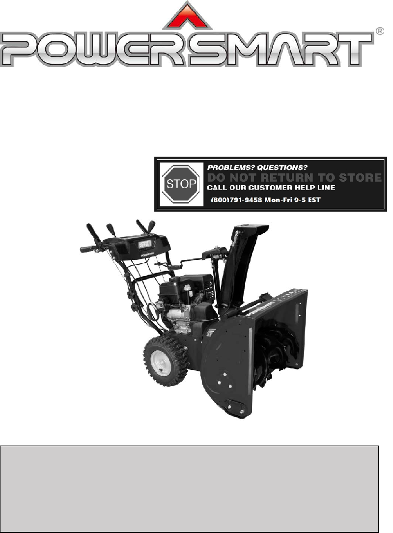 Powersmart DB710324 Snow thrower Instruction manual PDF View/Download